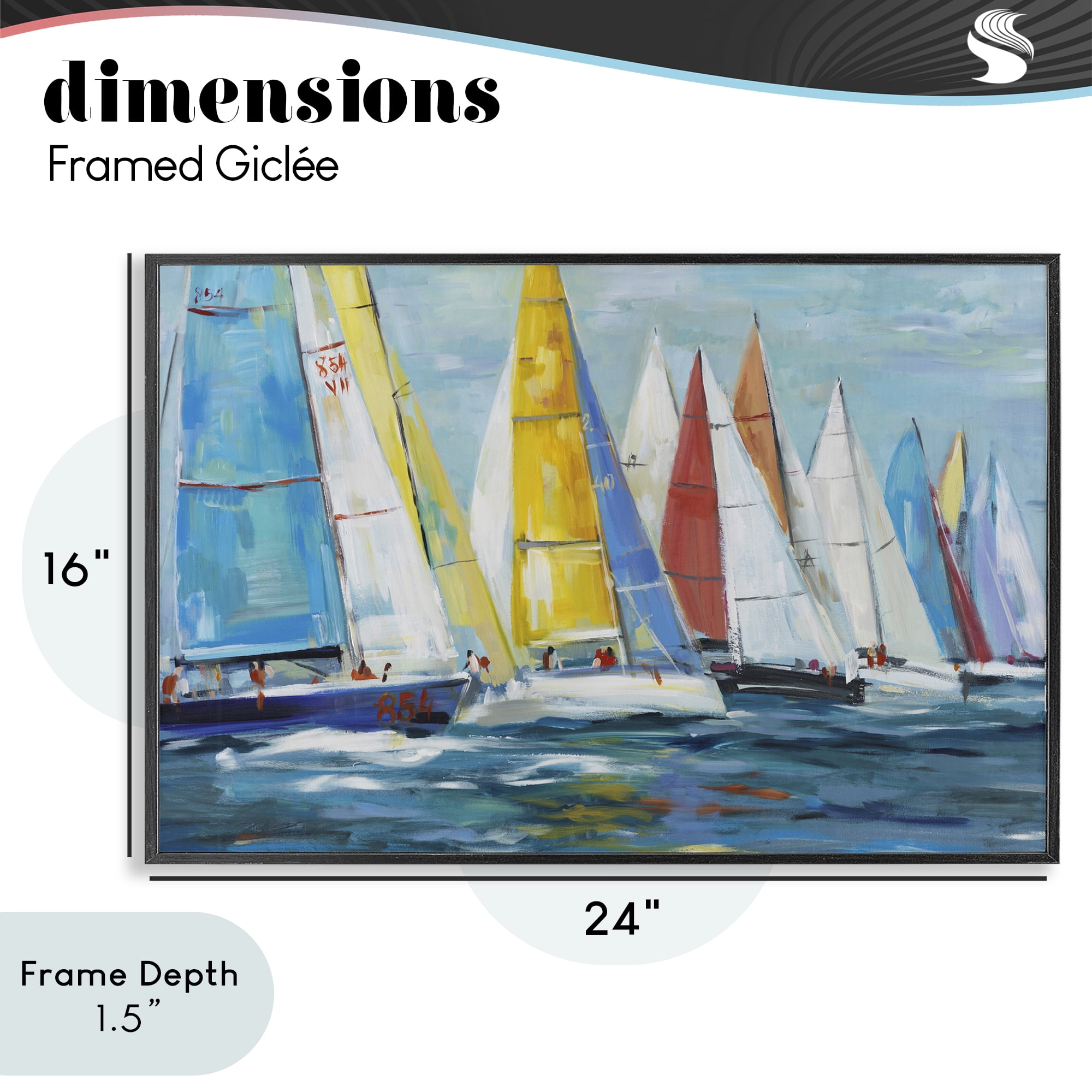 Stupell Industries Colorful Sails Coastal Scene Black Framed Giclee Art, design by Lorenzo Collective