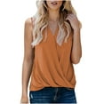 thumbnail image 2 of QUINDOS Tank Tops for Women Summer Workout Orange Fashion Solid V-Neck Sling Tank Tops Casual Sleeveless Blouse T-Shirts Camisoles for Women, 2 of 5