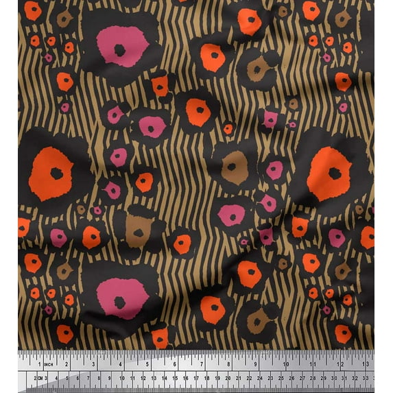 Soimoi Brown Cotton Jersey Fabric Wild Animal Skin Print Fabric by The Yard 58 Inch Wide
