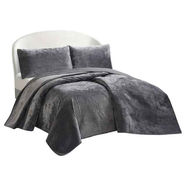 Edredón con Fundas Matrimonial Elefantito Estelar Color Gris Velvet/Terciopelo