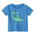 thumbnail image 1 of WERYOUNG T-Shirts Filles Garçons Été Décontracté Imprimé Dinosaure Col Rond Manches Courtes T-Shirts Bébé Tendance Pyjamas Tee-Shirts, Bleu, 6-7 Ans, 1 of 3
