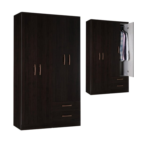 Ropero Mueble Moderno KingsHouse 4 Puertas 2 Cajones Cafe 120x47x185 cm