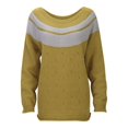 thumbnail image 6 of GEWSEY Womens Christmas Sweater Vintage Fair Isle Print Sweater Long Sleeve Oversized Fair Isle Crewneck Knit Sweaters (Yellow, L), 6 of 9