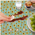 thumbnail image 5 of Sunflower and Plank Blue Pattern Round Tablecloth 70"x70", Wrinkle Resistant Wipeable Table Cover for Kitchen Dining Room Picnic Patio and Party, 5 of 5