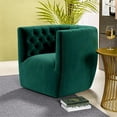 thumbnail image 4 of Como Mid Century Modern Comfy Green Velvet Swivel Accent Chair, 4 of 7