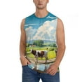 thumbnail image 2 of Lsque Countryside Farm Cow Print Men's Cotton Blend Sleeveless Muscle Shirts (S-3XL)- Moisture Wicking, Odor Protection, UPF 30+,Medium, 2 of 8
