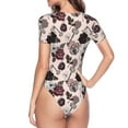 thumbnail image 4 of Fotbe Women Short Sleeve Bodysuit Round Neck Retro Red Black Roses Bodysuit For Women Round Neck Scoop Neck Long Sleeve Stretch Tops Jumpsuit-Xx-Large, 4 of 9