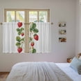 thumbnail image 3 of Strawberry Tier Curtains 54 Inch Length, Vintage Green Botanical Spring Floral Cafe Short Curtains for Bathroom Over Sink, Small Kitchen Curtain Light Filtering Tiered Drapes 2 Panels 27.5"Wx54"L, 3 of 8