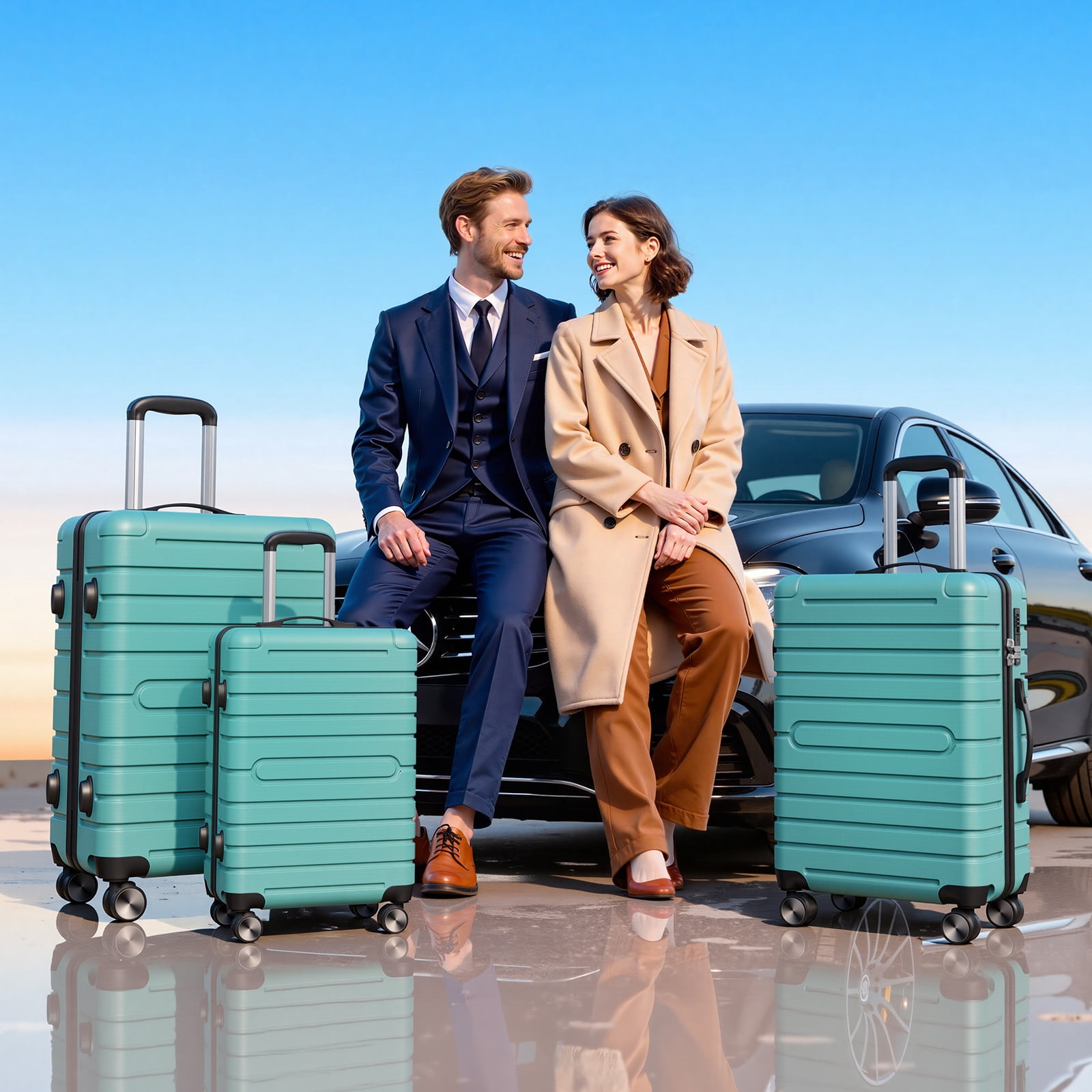 Vebreda 3 Piece Hardside Luggage Set with TSA Lock, 360° Spinner Wheels, Durable Lightweight Shell, Checked Suitcases (20”/24”/28”)