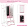 thumbnail image 3 of Costway Toddler Kitchen Stool Helper Baby Standing Tower with Chalkboard & Whiteboard Pink, 3 of 10