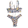 thumbnail image 1 of Conjunto de bikini dividido con estampado de contraste de pecho alto sexy para mujer Conjuntos de traje de baño de dos piezas Fridja nalpqowj58709, 1 of 3