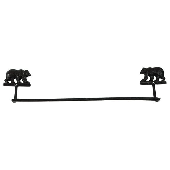 Black Cast Iron Grizzly Bear Bath Towel Bar Holder Rack Rustic Cabin/Lodge Decor