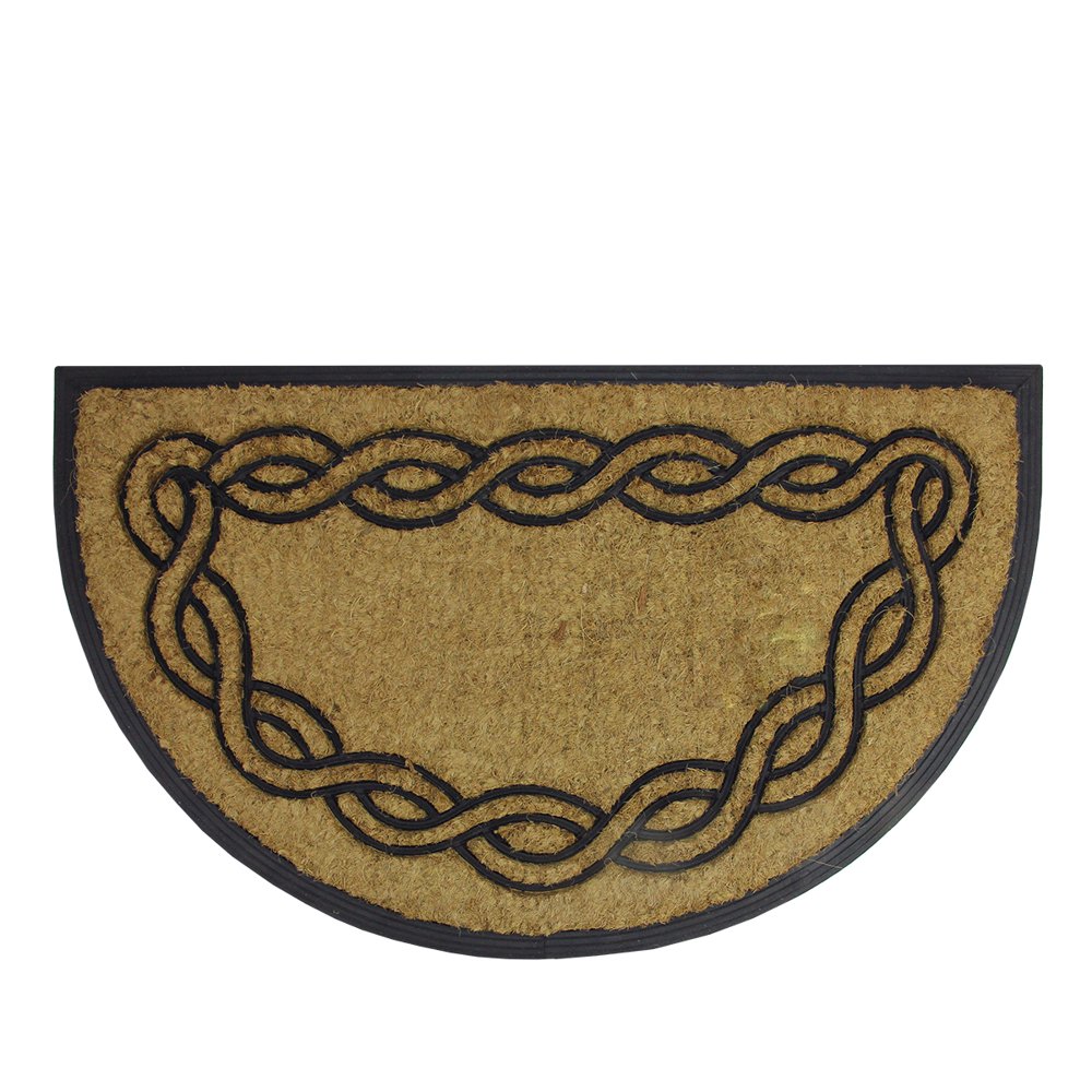 Black and Brown Swirl Half Round Doormat 17" x 29"