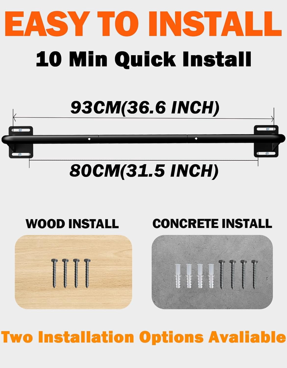 Heavy Duty Steel Construction Joist Mount Pull Up Bar, Wall Chin Up Bar Ceiling Mount for Beams, Home Gym Workout Equipment