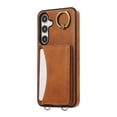 thumbnail image 4 of for Samsung Galaxy A15 Wallet Case with Card Holder - PU Leather Case for Women & Girls, Wrist Hand Strap, Secure Finger Ring, Shockproof Protective Phone Cover for Galaxy A15, Brown, 4 of 7