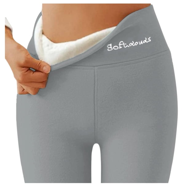 Gibobby Leggings Afelpados Mujer Pantalones térmicos invierno para mujer, informales, sólidos, cálidos, elásticos, cintura alta, capris térmicos, pantalones entrenamiento(Gris, XL)