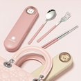 thumbnail image 4 of Juego de cubiertos portátiles con estuche para niños, vajilla Kawaii de viaje para estudiantes, cuchara de acero inoxidable, tenedor, palillos con caja, 4 of 5