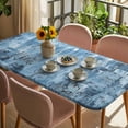 thumbnail image 3 of Blue Abstract Table Cloths for 6 Foot Rectangle Tables, Vintage Geometric Gradient Oil Painting Simple Patio Waterproof Elastic Fitted Tablecloths, Washable Rectangular Table Cover for Camping, 3 of 8
