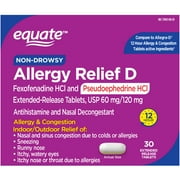 Allergy Relief D Fexofenadine HCl and Pseudoephedrine HCl Extended-Release Tablets USP, 60mg/120mg, 30 Count