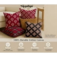 thumbnail image 5 of Set of 4 Vargottam 18x18 Inch Pillow Covers - 100% Cotton, Decorative Geometric Print, Double-Sided Print with Concealed Zipper - Filler Not Included - Crimson, 5 of 7