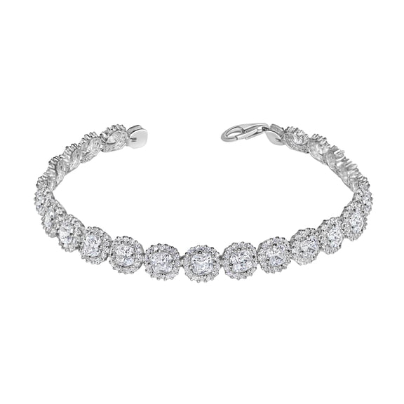 Dimaya Fine Jewelry 14K White Gold Swarovski Crystal Cushion Link Tennis Bracelet