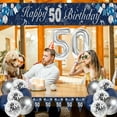 thumbnail image 3 of Men 50th Birthday Decorations, Navy Blue Silver Theme Party Decor, Blue Silver Latex Balloons and Happy 50th Birthday Banner, Happy 50th Birthday Party Anniversary Supplies, 3 of 7