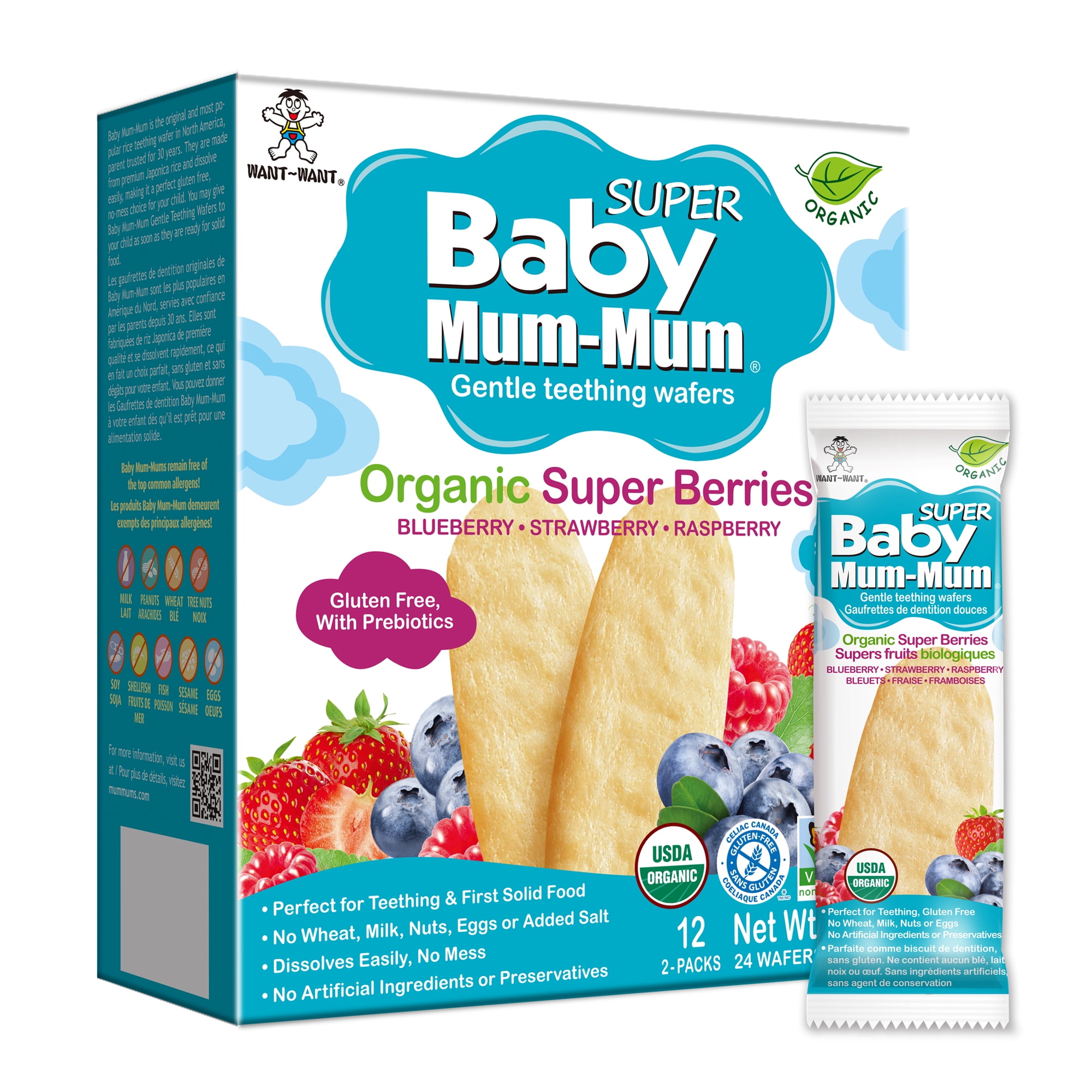 Baby Mum-Mum Organic Super Berries Rice Rusks, 50g / 12 2-packs