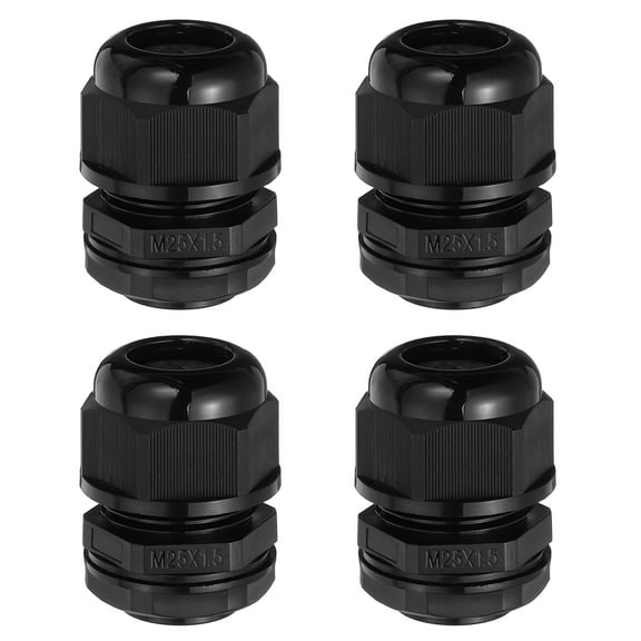 Uxcell 4 Pcs M25 Cable Gland, 5-6mm 2 Wire Holes Waterproof Nylon Cable Joint for Cable Fixing, Wiring, Repairing, Gland Replacement, Electrical Appliances, Black