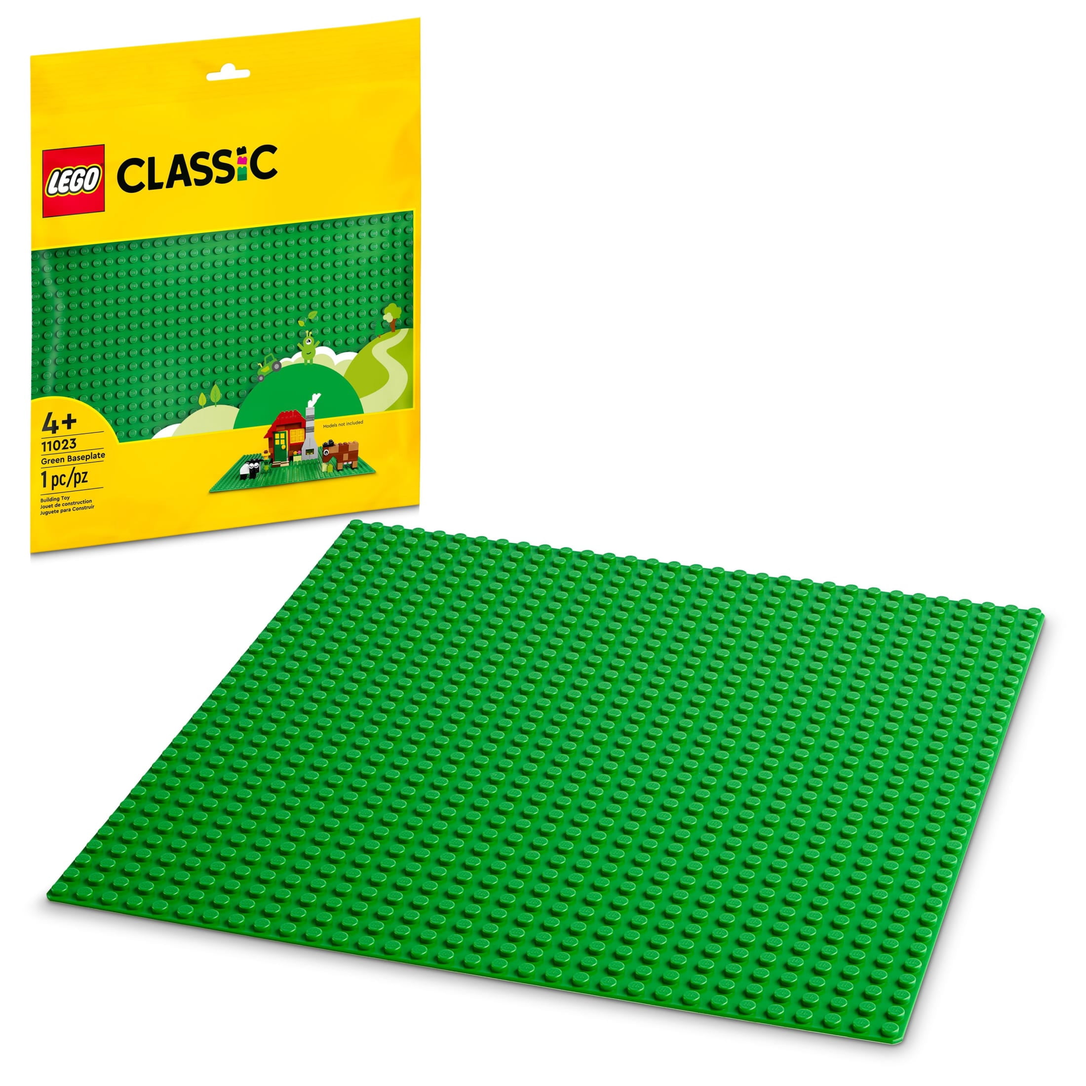 (3 pack) LEGO Classic Green Baseplate, Square 32x32 Stud Foundation to Build, Play, and Display Brick Creations, Great for Grassy Nature Landscapes, 11023
