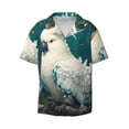 thumbnail image 5 of Picia Tropical Parrot Floral Artwork Men's Linen Shirts Short Sleeve Cuban Beach Shirts Casual Shirts Button Down Shirt for Men Beach Summer Wedding Shirt-Small, 5 of 7