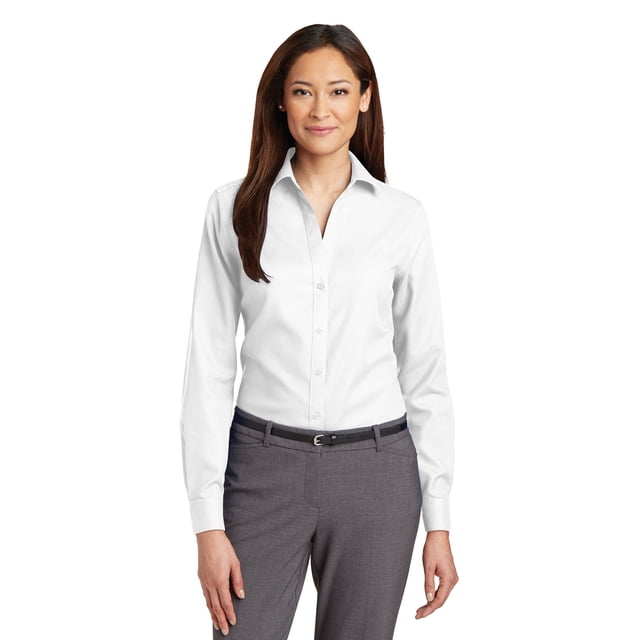 Discontinued Red House ® Ladies Non-Iron Diamond Dobby Shirt. Rh77 M White