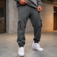 thumbnail image 3 of IAJDKMEK Men's Classic Cargo Sweatpants Joggers - Drawstring Elastic Waist Tapered Cuffed Four Pockets Fleece Lined Solid Color Pants for Men,Gray M, 3 of 9