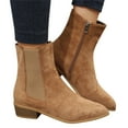 thumbnail image 3 of NOKIO Women'S Sleek Pointed Toe Ankle Boots Women'S Trendy Suede Ankle Booties Ladies Fashion Solid Color Suede Pointed Side Zipper Thick Heel Short Boots Women'S Sleek Pointed Toe Ankle Boots, 3 of 9