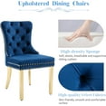 thumbnail image 3 of KCC Velvet Tufted Dining Chairs Set of 2, Back Pull Ring & Nailhead Trim, Gold Stainless Steel Leg Upholstered Side Chairs for Kitchen & Dining Room, Blue, 3 of 9