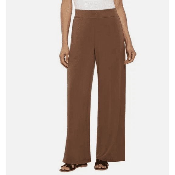Three Dots Ladies' Pull-On Wide Leg Pants, Brown, XXL