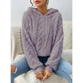 thumbnail image 2 of - Flannel Hooded Loose Pullover Sweater Winter Long Sleeve Warm Top Light  XL, 2 of 6