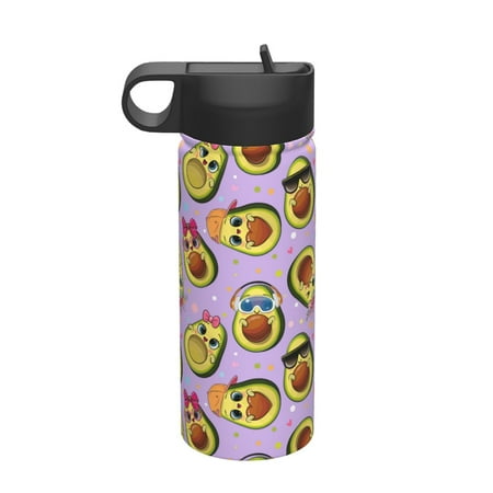 

Qekee Cartoon Avocados Print 18OZ Sports Insulated Kettle Coffee Mug Travel Tea Mug Thermos Cup 18 Stainless Steel Water Bottle For Running Hiking Cycling