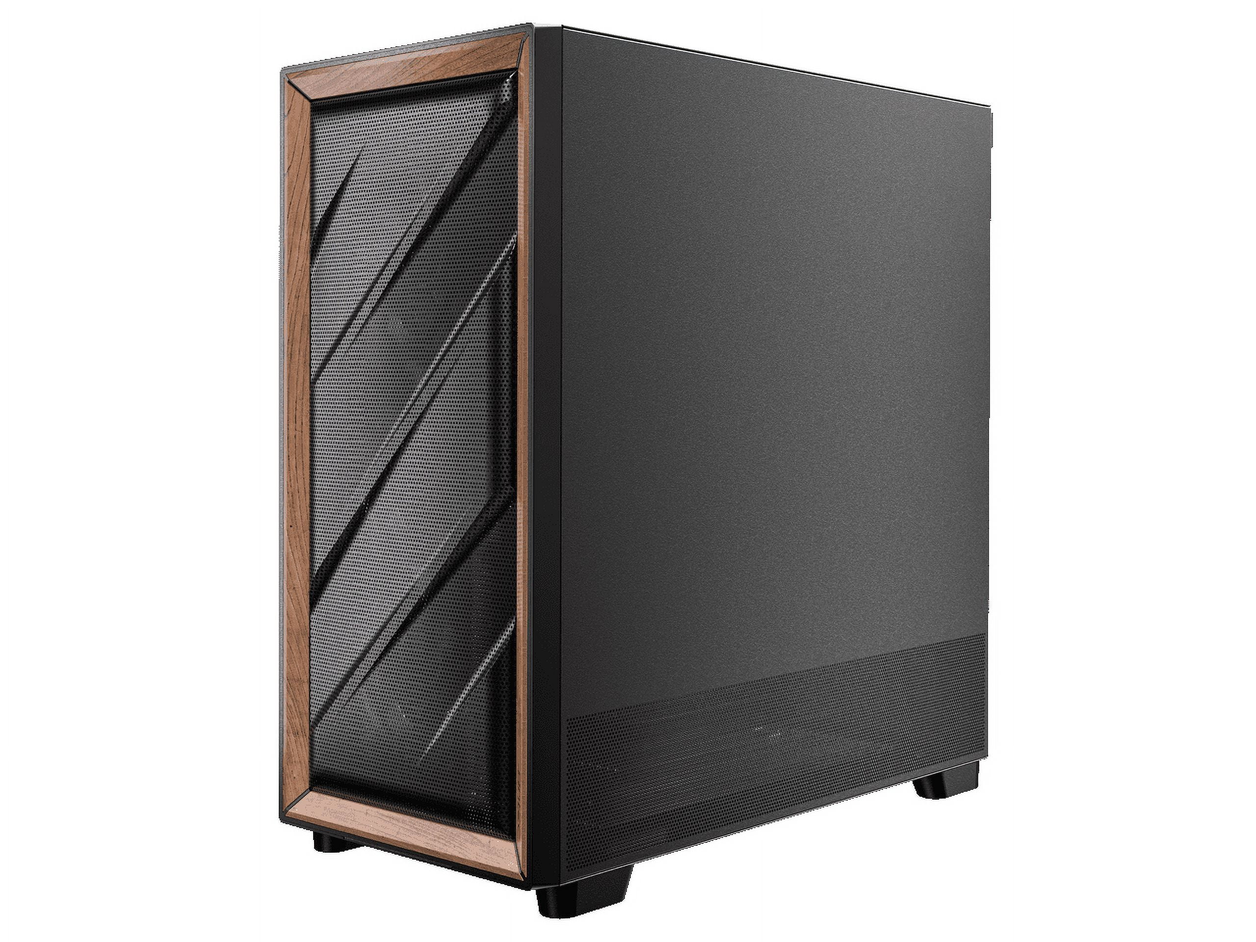 Antec Flux SE Silent PC Case, Sound-Dampening Foam Side Panels for Quiet Operation, Walnut Wood Front Panel, 5 x PWM Fans, USB Type-C, 420mm Radiator Support, Back Connect Ready, E-ATX Mid Tower Case