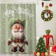 thumbnail image 5 of Shower Curtain 72"W x 78"L Merry Christmas Cowboy Santa Claus Snowflake Sage Green Fabric Shower Curtains Set with Hooks Water Repellent Bathroom Curtains Machine Washable Bathroom Accessories, 5 of 9