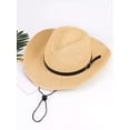 thumbnail image 2 of Spencer Straw Cowboy Hats for Men Women Western Cowgirl Woven Sun Hat Wide Brim Roll Up Fedora Hat for Beach Travel, Khaki, 2 of 10
