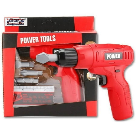 Realistic Drill Set Toy with 3 Interchangeable Drill Bits Sound and Motion - Pretend Play Kids Tool Set for Construction and Building