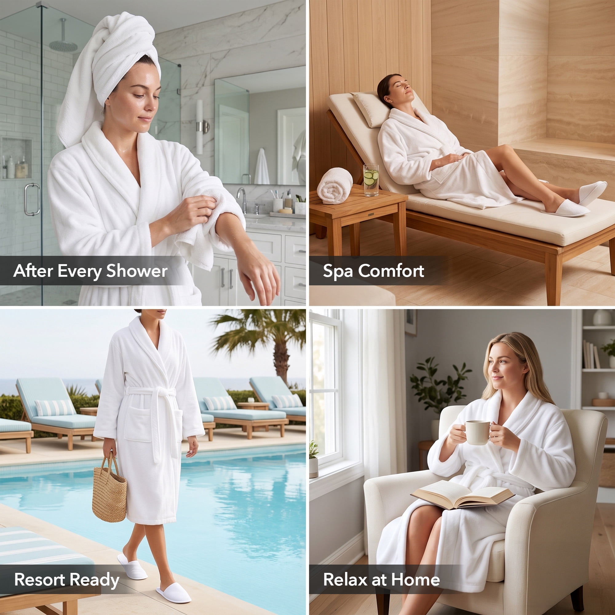OVENTE Coral Fleece Bathrobe with Slipper Set, White BRFS1047W | Soft and Absorbent Robe for Men and Women, Lightweight, Unisex, Perfect for Spa or Bathroom Accessories and Home Essentials