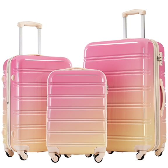 3-Piece Hardshell Luggage Sets, Gradient Color Expandable Suitcase with Spinner Wheels and TSA Lock Lightweight, 20" 24" 28" Available for Travel