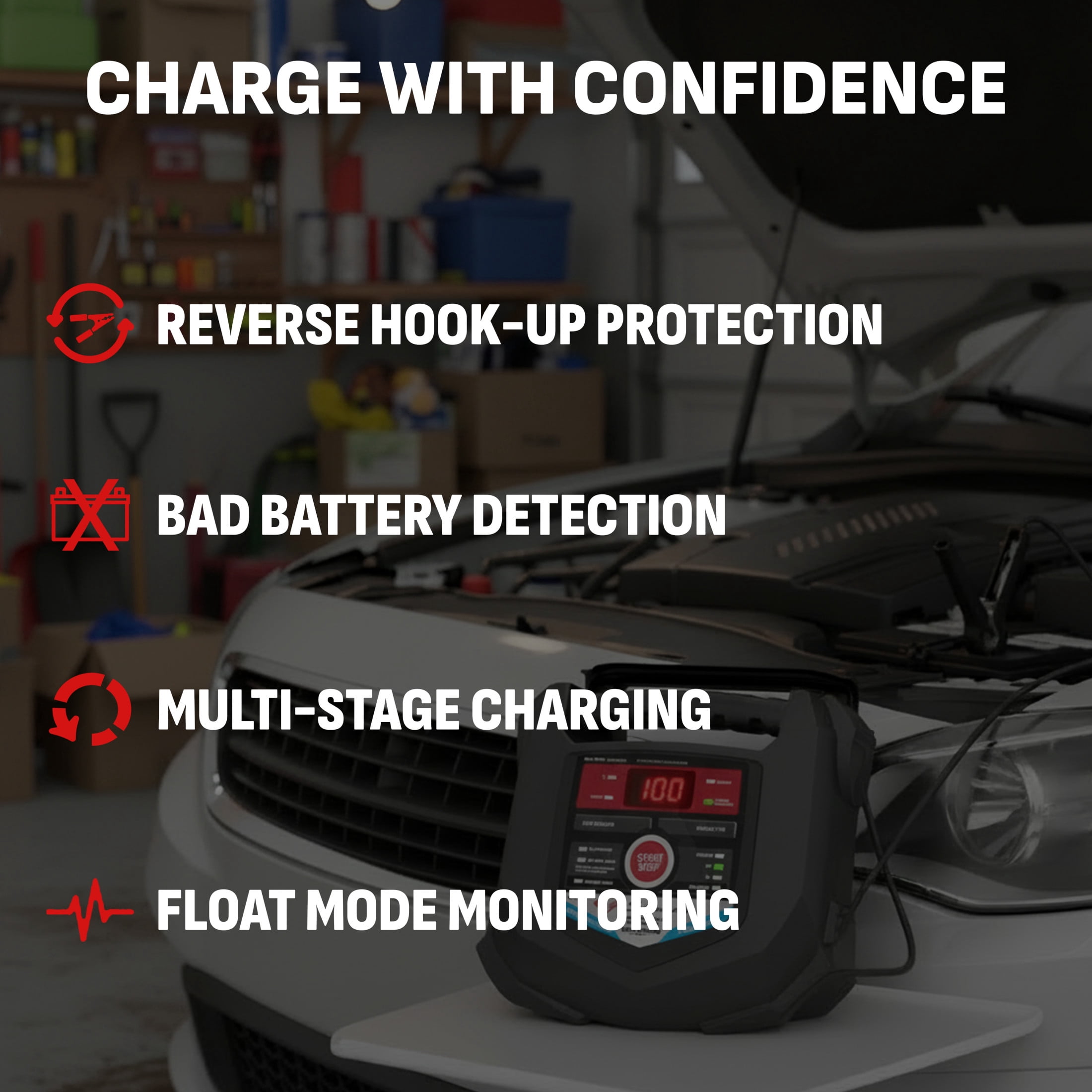 Schumacher Electric Car Battery Charger 12V/6V - 15A Rapid Battery Tender & Trickle Charger, Maintainer for Automobile & Marine Batteries (AGM/Gel/Deep Cycle) - SC1280