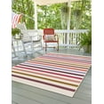 thumbnail image 3 of Unique Loom Outdoor Striped Collection Area Rug - Lines (5' 3" x 8' Rectangle White/Ivory), 3 of 9