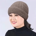 thumbnail image 2 of Knit Cuffed Cap CQXIDFH Women Baggy Crochet Beret, Soft Knitted Winter Beanie, Warm Casual Ski Fashion Headwear, Hair Accessories (Khaki, One Size), 2 of 5