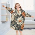 thumbnail image 5 of FORMRS Wearable Blanket Hoodie with Sleeves for Kids Cozy Flannel Sweatshirt, Gray Floral Pattern, 5 of 7