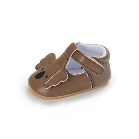 

Daeful Baby Girls Boys First Walkers Flats Shoes Soft Sole First Walking Infant Shoes Leather Dress Shoes Comfy Crib Shoes Gray-Koala 12-18 months