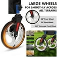 thumbnail image 4 of Ladcaser All Terrain Rollator Walker w/ Seat, Backrest, Handles, Walker for Seniors, 12" Wheels Foldable Lightweight Aluminum Walkers, Outdoor Rolling Walker w/ Adjustable Height, 4 of 8