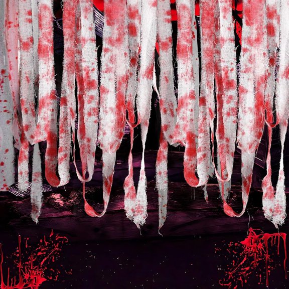 164 ft Halloween Bloody Creepy Cloth-Halloween Mummy Gauze Wrap Scary Creepy Cloth with Bloody Prints-Spooky Fabric Blood Strip Drape for